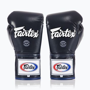 Boxerské rukavice Fairtex Pro Competition Locked Thumb Leather blue