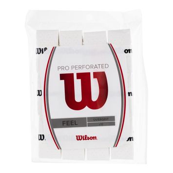 Wilson Pro Overgrip Perforované obaly na tenisové rakety 12 ks biele WRZ4006WH+