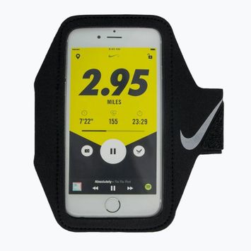 Bežecký úchyt na telefón Nike Lean Arm Band čierny/čierny/strieborný