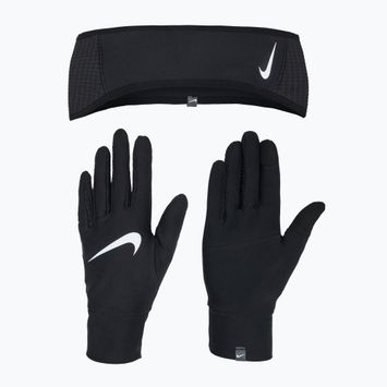 Dámska súprava páska na ruku a rukavice Nike Essential Running black/black/silver