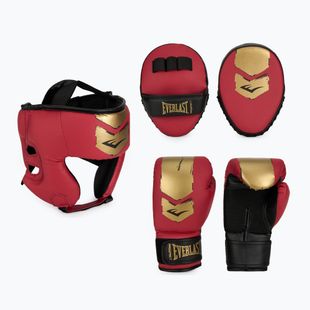 Boxerský set Everlast Prospect 2 prilba + lapy + rukavice red/gold