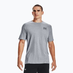 Pánske tréningové tričko Under Armour Sportstyle Left Chest SS steel light heather/black