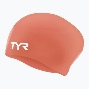 Plavecká čiapka TYR Long Hair Wrinkle Free Silicone coral/white