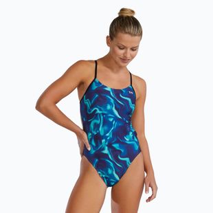 Dámske jednodielne plavky Tyr Durafast Elite Waveform Cutoutfit blue/green