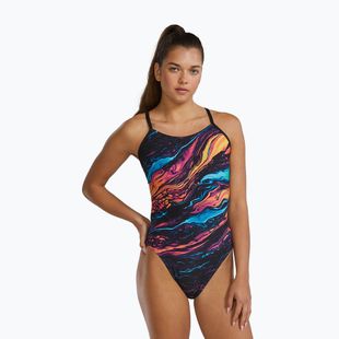 Dámske jednodielne plavky Tyr Durafast Elite Magmata Cutoutfit gold/multi/rainbow