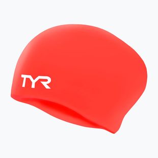 Plavecká čiapka TYR Long Hair Wrinkle Free Silicone bright red
