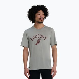 Pánske bežecké tričko Saucony Stopwatch light grey heather