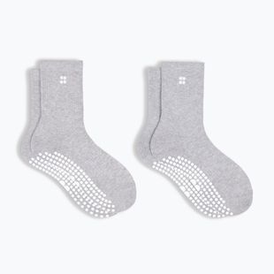 Dámske ponožky Sweaty Betty Pilates Crew Gripper 2 pary light grey marl
