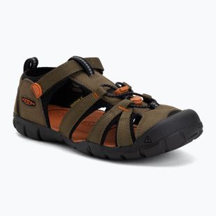 Juniorské sandále KEEN Seacamp II CNX dark olive/gold flame