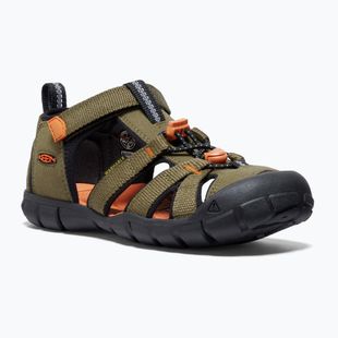 Juniorské sandále KEEN Seacamp II CNX dark olive/gold flame