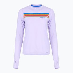 Dámske bežecké tričko Brooks Distance Graphic LS heather violet dash/stripe