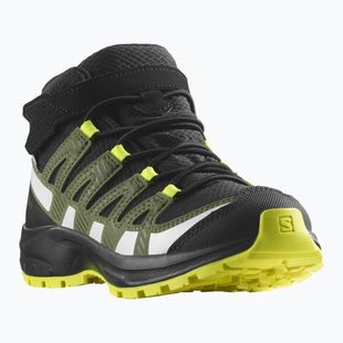 Detská trekkingová obuv Salomon Xa Pro V8 Mid CSWP black/deep lichen green/safety yellow