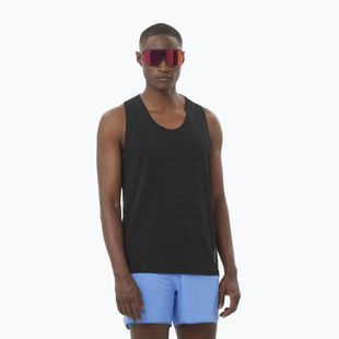 Pánske bežecké tielko Salomon Sense Aero Singlet GFX deep black