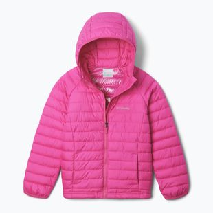 Columbia Powder Lite II Detská páperová bunda s kapucňou pink ice