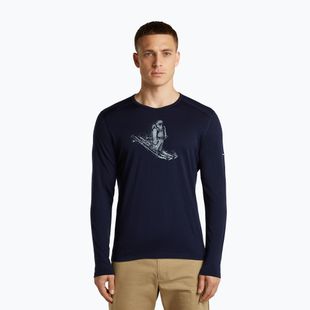 Pánske tričko longsleeve icebreaker Merino 200 Oasis Crewe SkiingYeti midnight navy