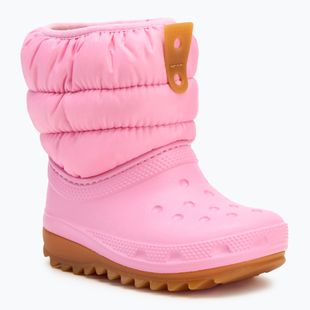 Detské snehule Crocs Classic Neo Puff Boot Toddler pink tweed/gum