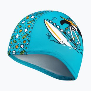 Speedo Polyesterová modro-zelená plavecká čiapka s potlačou