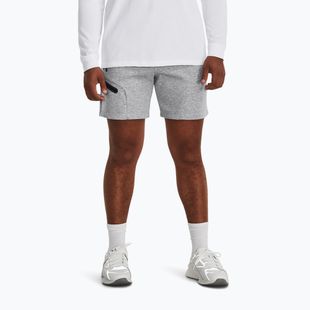 Pánske tréningové šortky Under Armour Unstoppable Fleece mod gray/black