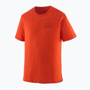 Pánske tričko Patagonia Cap Cool Merino Blend Graphic Shirt fitz roy strata/pollinator orange