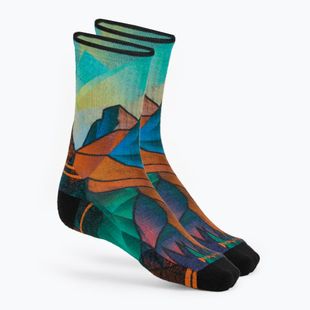 Dámské ponožky Smartwool Hike Targeted Cushion Mountain Prism Print Crew orange rust