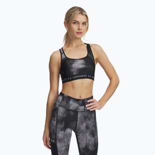 Fitness podprsenka Under Armour Crossback Mid Print čierna/titánovo šedá/titánovo šedá