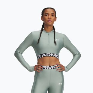 Dámsky fitness top Under Armour Heat Gear Rib 1/4 Zip silica green/silica green/white