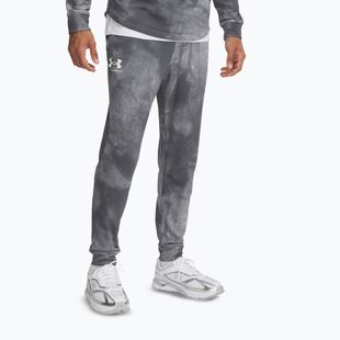 Pánske nohavice Under Armour Rival Terry Jogger s potlačou castlerock/onyx white