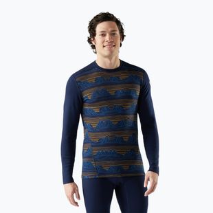 Pánska termoaktívna mikina Smartwool Merino 250 Baselayer Crew Boxed deep navy geo peaks
