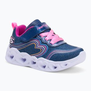 Detské topánky SKECHERS Heart Lights Retro Hearts navy leather/multi trim