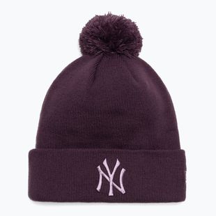 Dámska šiltovka New Era Metallic Bobble Knit Beanie New York Yankees dark purple