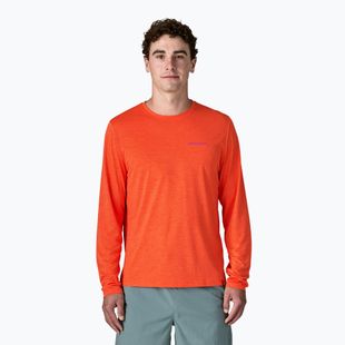 Pánske tričko longsleeve Patagonia Capilene Cool Daily - Boardshort Logo orange peel/light orange peel x-dye
