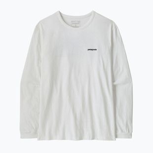 Dámske tričko longsleeve Patagonia P-6 Logo Responsibili-Tee LS fiber white