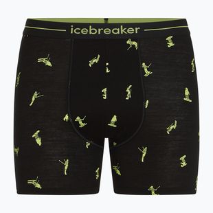 Pánske termo boxerky Icebreaker Anatomica Snow Day black/peridot/aop