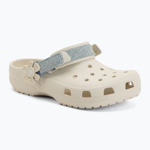 Detské šľapky Crocs Classic Denim Flower Adjustment Backstrap summit white