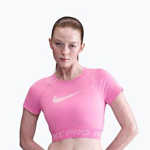 Dámsky tréningový top Nike Pro Dri-Fit Graphic Cropped playful pink/pink foam/white