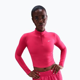 Dámske tričko Nike One Fitted Dri-Fit 1/4 Zip Mid Layer rush pink/white