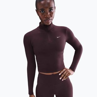 Dámsky longsleeve Nike One Fitted Dri-Fit 1/4 Zip Mid Layer burgundy crush/white