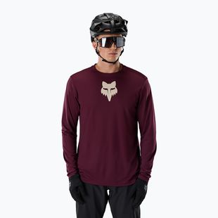 Pánsky cyklistický dres longsleeve Fox Racing Ranger Fox Head LS dark maroon
