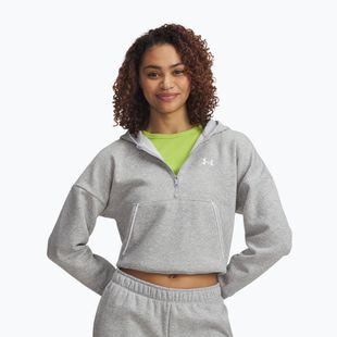 Ženska dukserica Under Armour Rival Fleece Piped HZ Hoodie modra siva svijetla heather/bijela