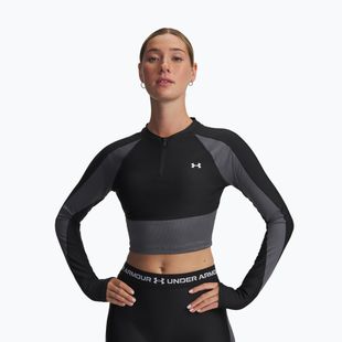 Dámské tréninkové longsleeve Under Armour HeatGear Rib 1/4 Zip černá/šedá/bílá