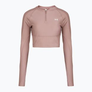 Damska koszulka treningowa z długim rękawem Under Armour HeatGear Rib 1/4 Zip tourmaline pink/tourmaline pink/white