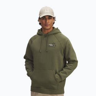 Men's hoodie Under Armour Rival Fleece HBR Logo Hoodie marine from green/stone