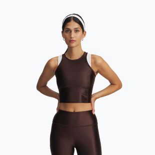 Dámsky tréningová top Under Armour Motion Shine Tank kona brown/black
