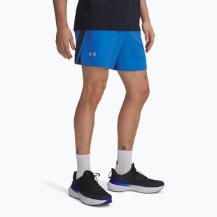 Pánske bežecké šortky Under Armour Launch 5" blue atlantis/washed navy/reflective