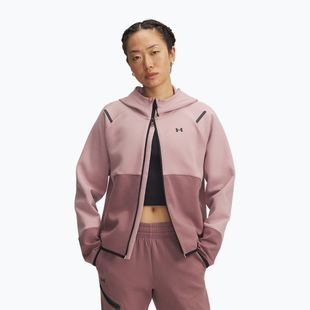 Dámska mikina Under Armour Unstoppable Fleece HZ tourmaline pink/maroon mist/black