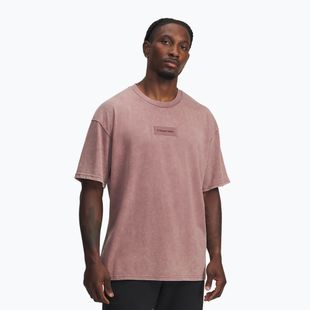 Pánske tréningové tričko Under Armour Project Rock Heavyweight Oversized maroon mist/black