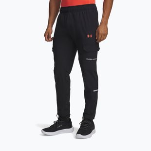 Pánske tréningové nohavice Under Armour Tech Utility Woven black/castlerock/venom red