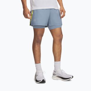 Pánske bežecké šortky Under Armour Launch 5" 2IN1 Shorts blue wind/blue fog/reflective