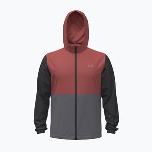 Pánska bežecká bunda Under Armour Velociti Hooded Jacket ultimate black/heritage red/reflective