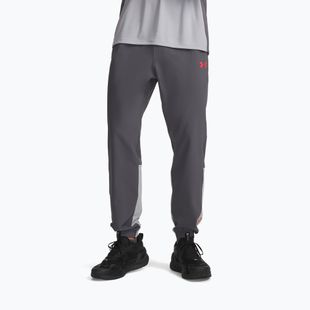 Pánske tréningové nohavice Under Armour Tech Utility Woven Pants castlerock/mod gray/racer red